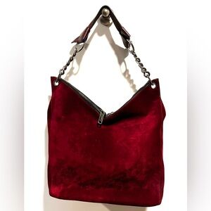 Jimmy Choo Raven Burgundy Suede Shoulder Bag
